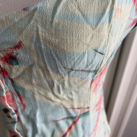 Tie Shoulder Print Linen Dress - Picture 5 of 7